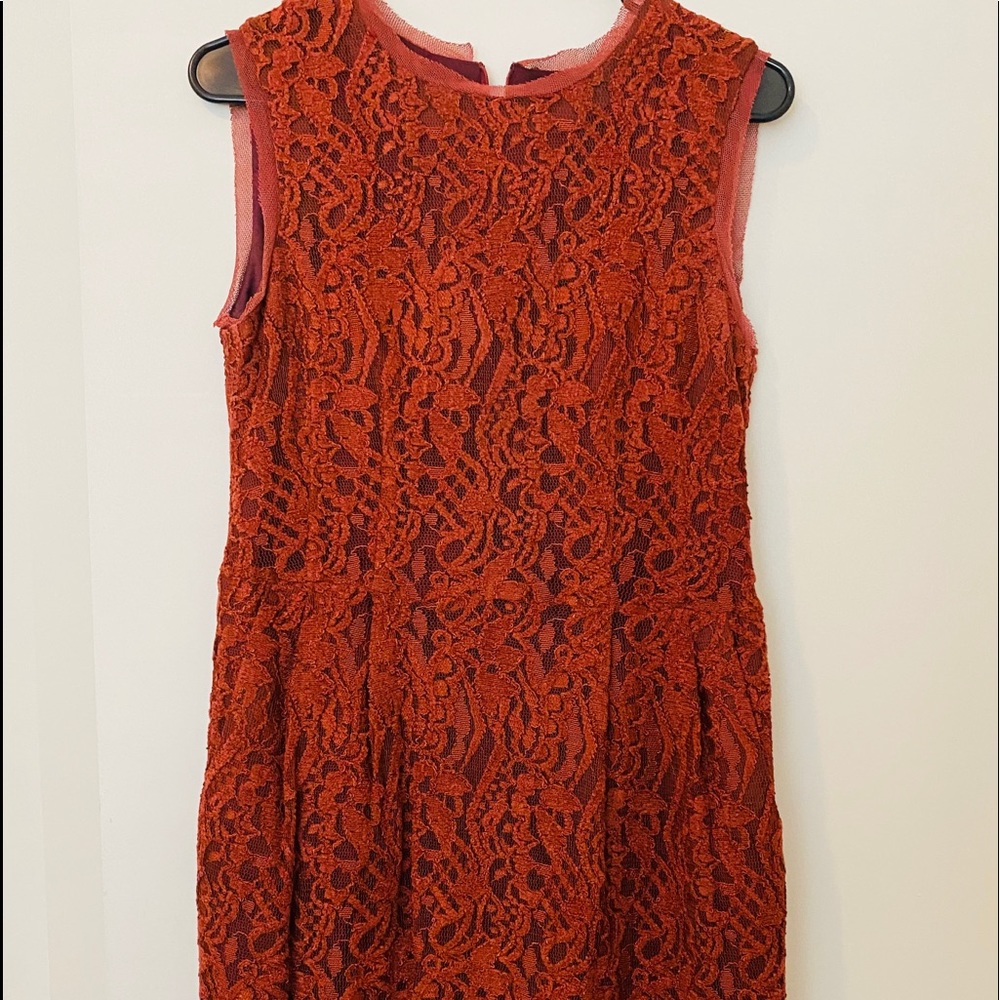 Nanette Lepore Burnt Orange, lace dress. Size 6